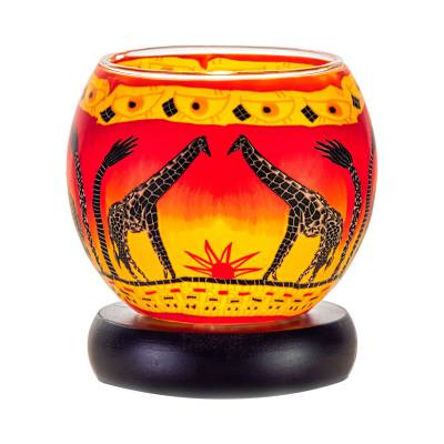 Leuchtglas Lampe 11cm Nr.287 Giraffen in einer Herde, elektrisch betrieben - 0