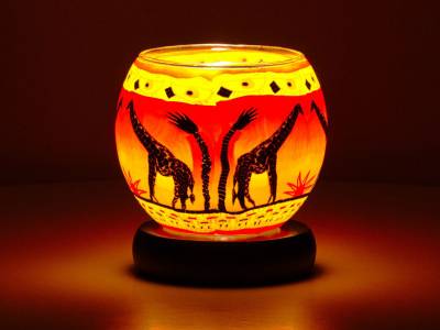 Leuchtglas Lampe 11cm Nr.287 Giraffen in einer Herde, elektrisch betrieben - 1