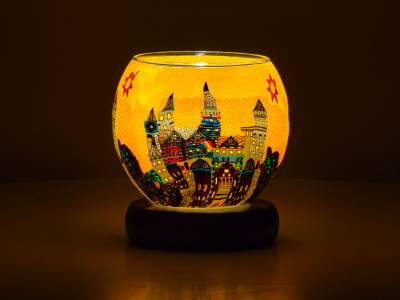 Leuchtglas Lampe 11cm Nr.384 Neuschwanstein im Sommer, elektrisch betrieben - 1