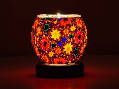 Leuchtglas Lampe 11cm Nr.468 Blumenmeer, elektrisch betrieben - 1