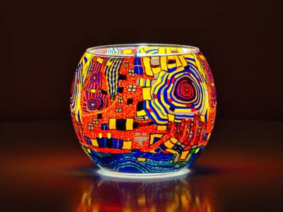 Leuchtglas 11cm Nr.506 Phantasiemotiv MIT 30mm Bohrung Tauschglas Ersatzglas - 1