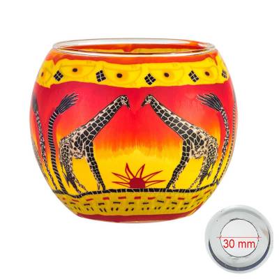 Leuchtglas 11cm Nr.287 Giraffen in einer Herde MIT 30mm Bohrung Tauschglas Ersatzglas - 0