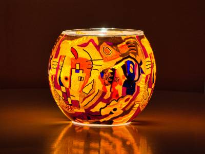 Leuchtglas 11cm Nr.53 Phantasiemotiv mit 30mm Bohrung - 1