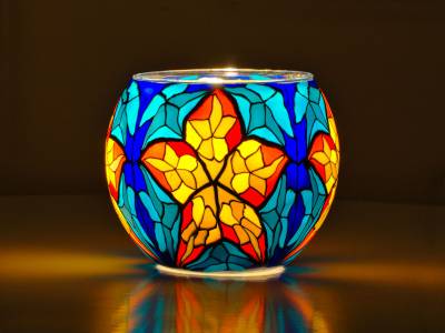 Leuchtglas 11cm Nr.24 Stern blau MIT 30mm Bohrung Tauschglas Ersatzglas - 1