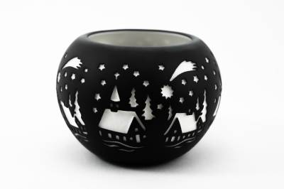 Porzellan Windlicht Elegance Kugel Nr. 8 Winterdorf Teelichthalter - 0