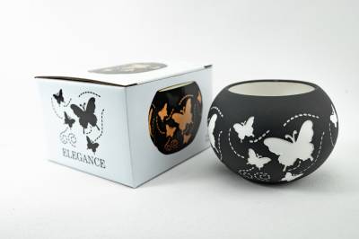 Porzellan Windlicht Elegance Kugel Nr. 13 Schmetterling Teelichthalter Butterfly - 1