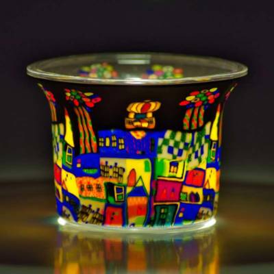 Votiv-Glas 291 - bunte Stadt bei Nacht - 1