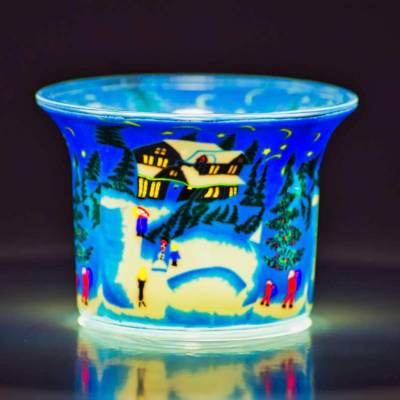 Votiv-Glas 386 Kinder im Schnee - 1