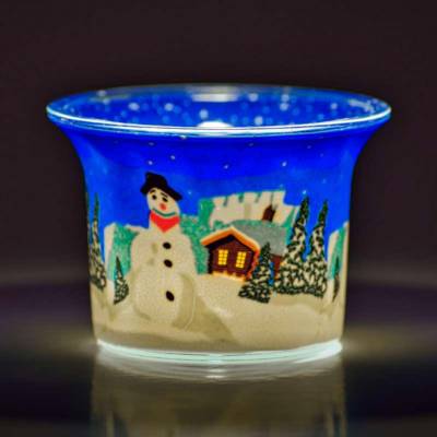 Votiv-Glas 592 - Schneemann in den Bergen - 1