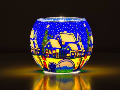 Leuchtglas 11cm Nr.49 Schnee in der Stadt - 1