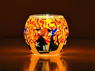 Leuchtglas 11cm Nr.110 Katzenpaar am Tag - 1