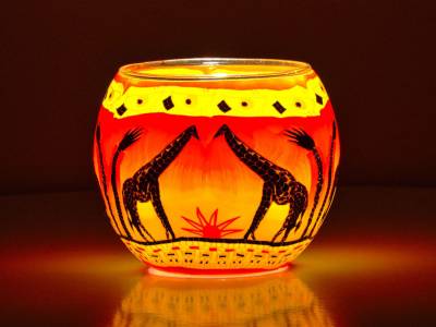 Leuchtglas 11cm Nr.287 Giraffen in einer Herde - 1