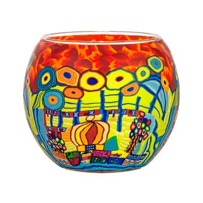 Leuchtglas 11cm Nr.292 stilisierte Stadt mit Wald im Hintergrund - 0