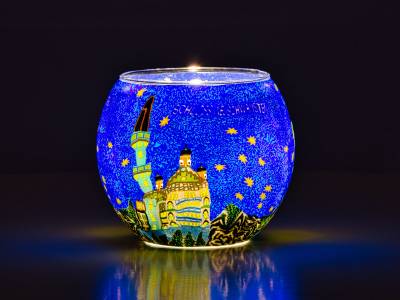 Leuchtglas 11cm Nr.383 Neuschwanstein bei Nacht - 1