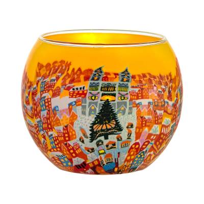Leuchtglas 11cm Nr.438 Blick auf eine weihnachtliche Stadt - 0