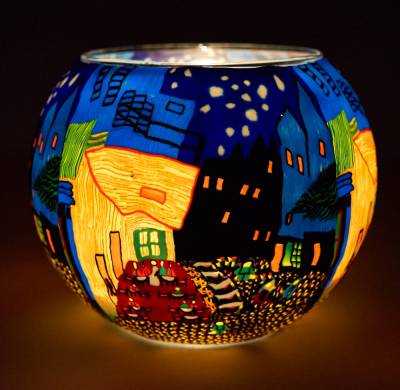 Leuchtglas 15cm Nr.59 Stadt bei Nacht, modern - 1