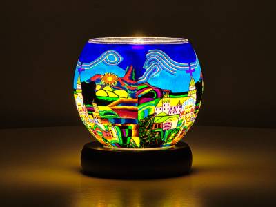 Leuchtglas Lampe 11cm Nr.32 Stadtmotiv - 1