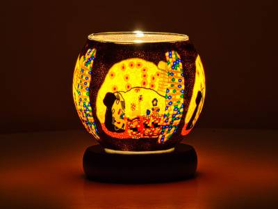 Leuchtglas Lampe 11cm Nr.34 Klimt Detail of Fulfilment, elektrisch betrieben - 1