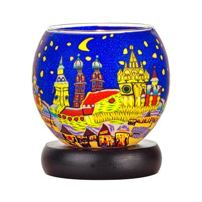 Leuchtglas Lampe 11cm Nr.204 München bei Nacht, elektrisch betrieben - 0