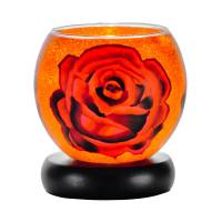 Leuchtglas Lampe 11cm Nr.297 rote Rosen, elektrisch betrieben