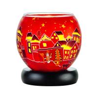 Leuchtglas Lampe 11cm Nr.301 Winterdorf in Rottönen, elektrisch betrieben