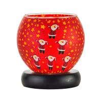 Leuchtglas Lampe 11cm Nr.341 - 6 fröhliche Weihnachtsmänner, elektrisch betrieben